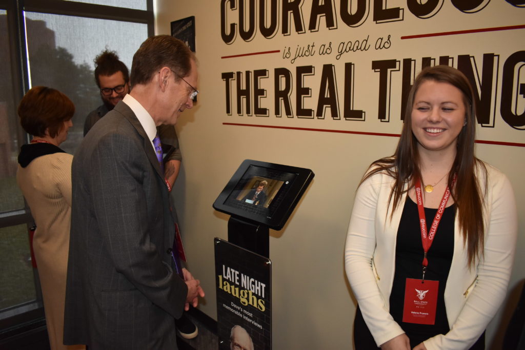 President Mearns exploring the Late Night Laughs iPad experience.